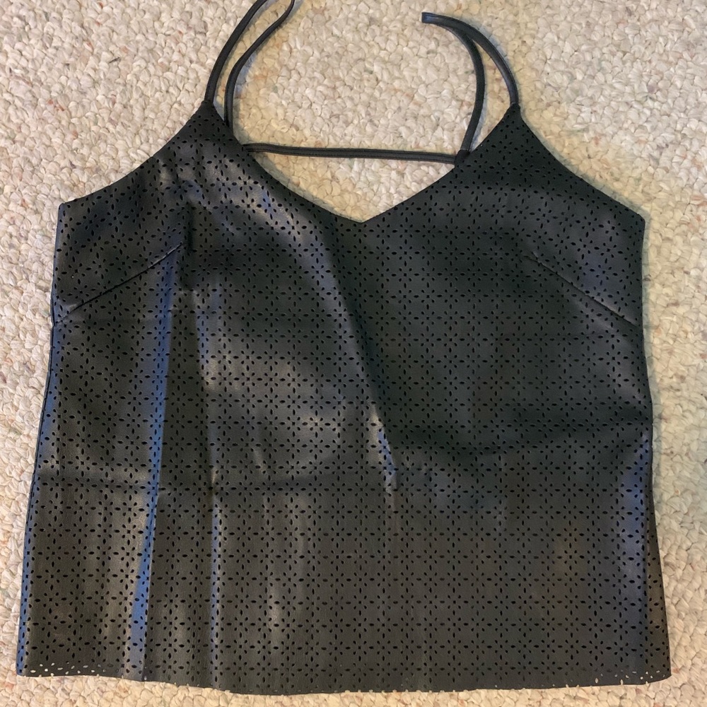 Faux leather tank top.